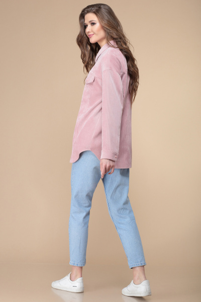 Жакет свободного кроя из вельвета с имитацией карманов Линия Л А-1860 пыльно_ розовый - фото 5