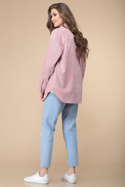 Жакет свободного кроя из вельвета с имитацией карманов Линия Л А-1860 пыльно_ розовый - фото 6