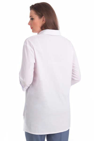 Блуза прямого силуэта из хлопка с пуговицами и разрезами Линия Л Б-1575 белый - фото 2