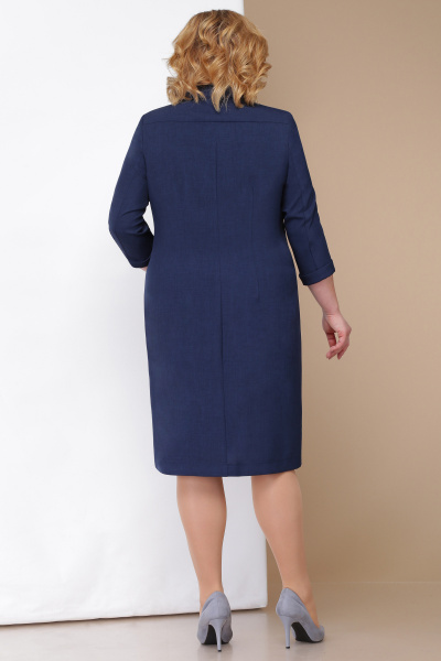 Платье демисезонное прямого силуэта с застежкой на пуговицы Линия Л Б-1656 тёмно-синий - фото 4