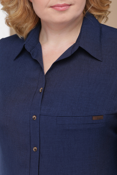 Платье демисезонное прямого силуэта с застежкой на пуговицы Линия Л Б-1656 тёмно-синий - фото 5