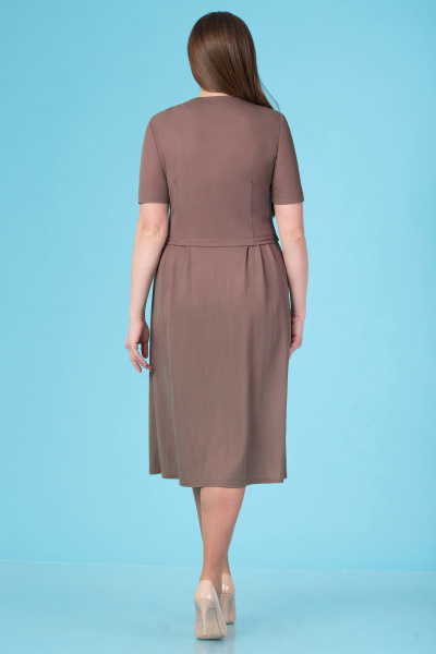 Летнее платье из трикотажа с кружевом и складками Линия Л Б-1661 оттенки_коричневого - фото 2