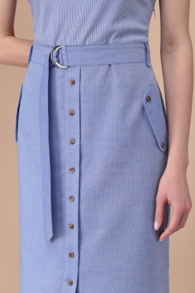 Летнее платье комбинированное из трикотажа и текстиля Линия Л Б-1733 голубой - фото 2