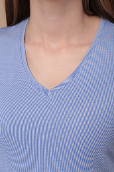 Летнее платье комбинированное из трикотажа и текстиля Линия Л Б-1733 голубой - фото 3