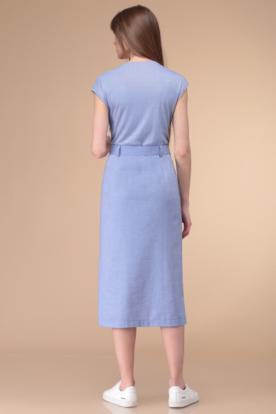 Летнее платье комбинированное из трикотажа и текстиля Линия Л Б-1733 голубой - фото 4