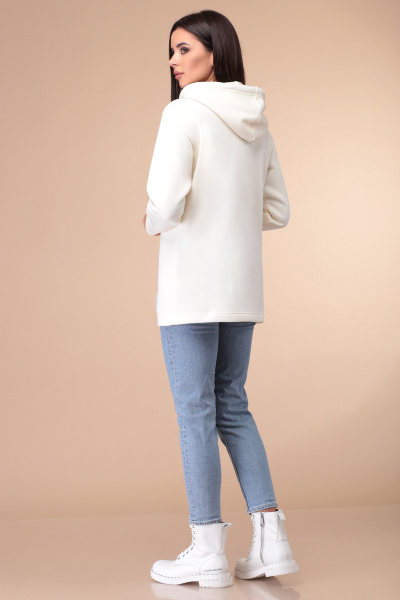 Спортивная туника с капюшоном из трикотажа с нашивкой Линия Л Б-1821 молоко - фото 6