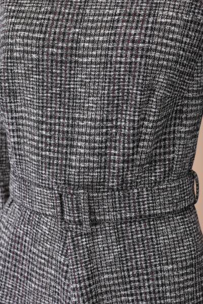 Приталенное платье из трикотажа с клеточным принтом и поясом Линия Л Б-1828 клетка - фото 2