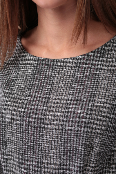 Приталенное платье из трикотажа с клеточным принтом и поясом Линия Л Б-1828 клетка - фото 3