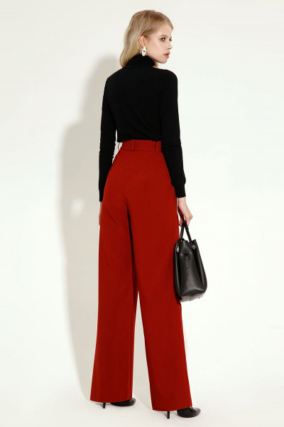Расклешённые брюки клеш из плотной поливискозной ткани Панда 13260z терракотовый - фото 3