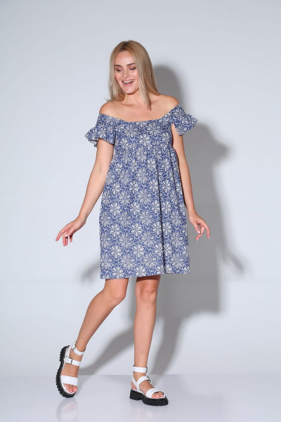 Летнее хлопковое платье с цветочным принтом и коротким рукавом AXXA 55184 - фото 8
