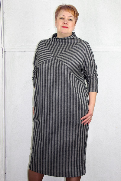 Серое платье прямого силуэта с карманами и стойкой Полесье С4793-21 1С1134-Д43 164 т.антрацит - фото 1