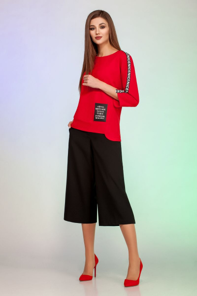 Двухпредметный костюм из текстиля и трикотажа с кюлотами и джемпером Vitol Fashion В-2503 - фото 2