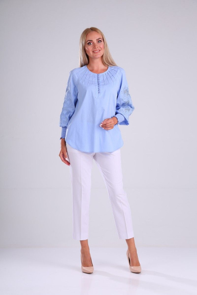 Блуза SandyNa 13955 голубой - фото 4
