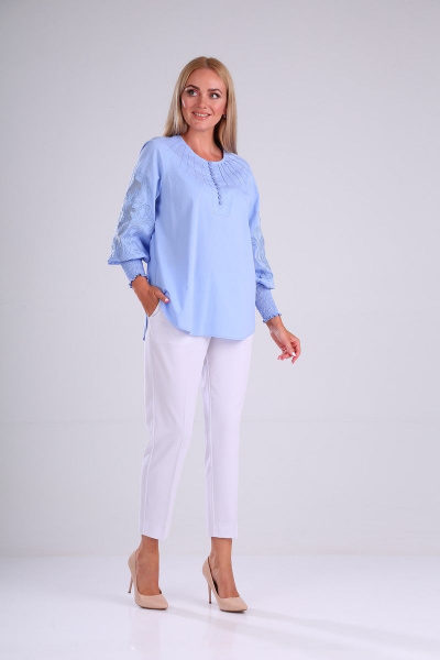 Блуза SandyNa 13955 голубой - фото 3