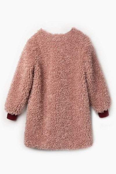 Пальто из искусственного меха с декором из замши и стразами Bell Bimbo 203037 т.розовый - фото 3