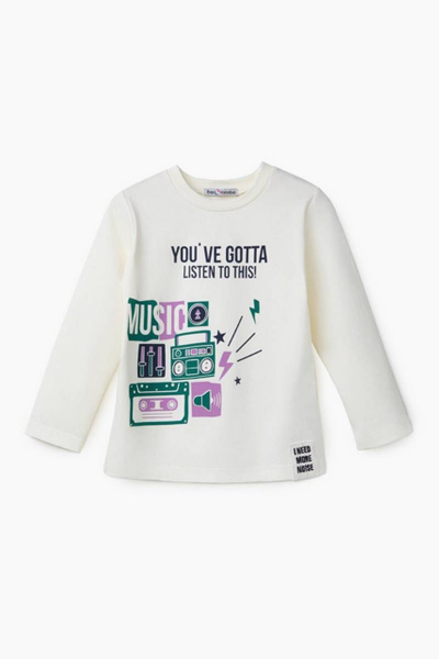 Джемпер прямого силуэта из хлопкового трикотажа Bell Bimbo 202098 молоко - фото 1