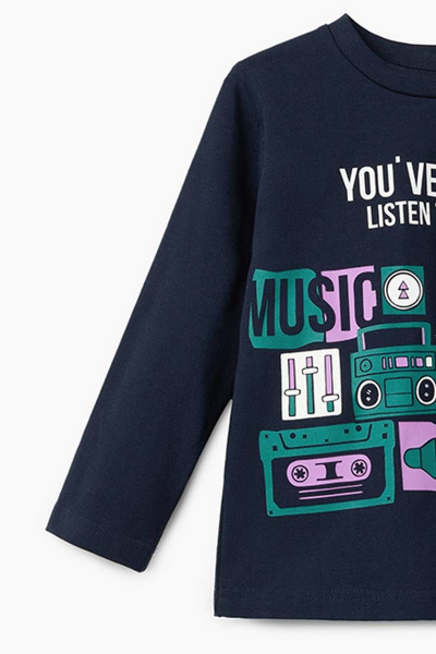 Джемпер с начесом из хлопка и трикотажа с принтом для каждодневных нарядов Bell Bimbo 202098 т.синий - фото 3