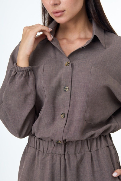 Комбинезон свободного силуэта на резинке для повседневной носки Anelli 886 бежевый - фото 5