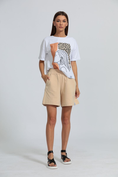 Футболка с подворотом рукава, свободная из хлопка Kivviwear 4026.01 - фото 11