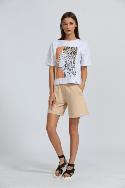 Футболка с подворотом рукава, свободная из хлопка Kivviwear 4026.01 - фото 9