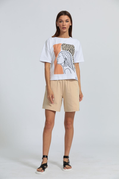 Футболка с подворотом рукава, свободная из хлопка Kivviwear 4026.01 - фото 8