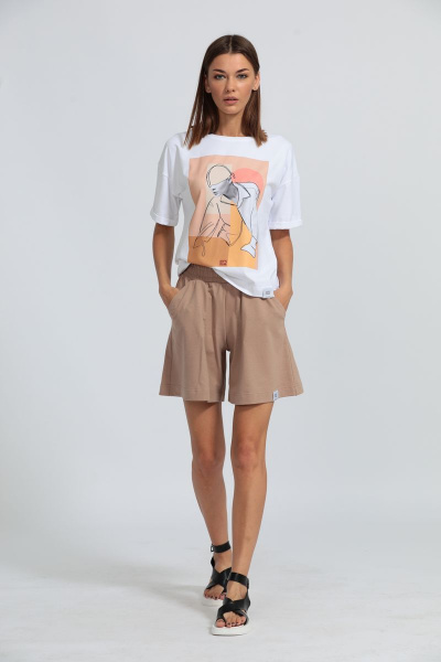 Футболка с подворотом рукава, свободная из хлопка Kivviwear 4026.02 - фото 8