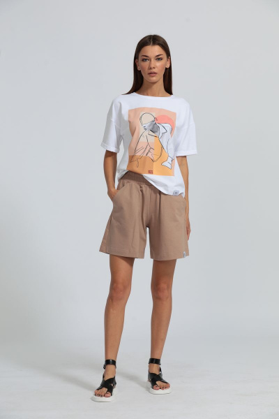 Футболка с подворотом рукава, свободная из хлопка Kivviwear 4026.02 - фото 7