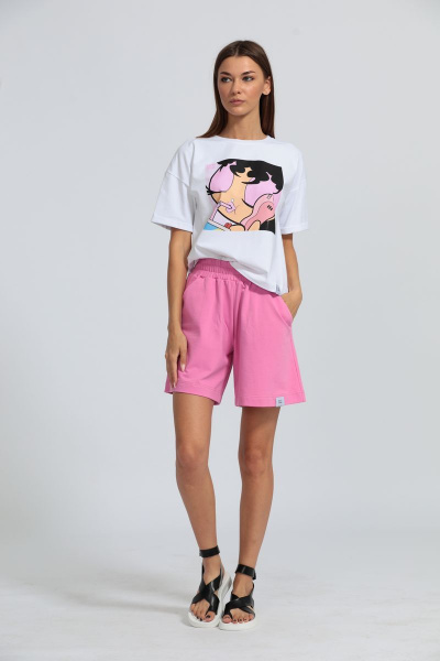 Футболка с подворотом рукава, свободная из хлопка Kivviwear 4026.03 - фото 7