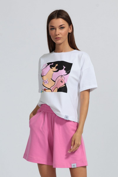 Футболка с подворотом рукава, свободная из хлопка Kivviwear 4026.03 - фото 1