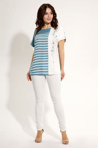 Блуза Панда 483140 бело-голубой - фото 2