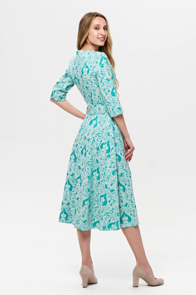 Летнее платье из текстиля и хлопка с жаккардовым узором BirizModa 21С0001 бирюзовый - фото 2