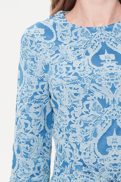 Летнее хлопковое платье с жаккардовым узором и приталенным фасоном BirizModa 21С0001 синий - фото 3
