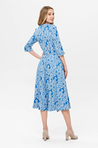 Летнее хлопковое платье с жаккардовым узором и приталенным фасоном BirizModa 21С0001 синий - фото 2