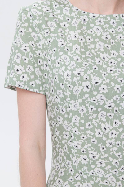 Летнее вискозное платье с цветочным принтом и приталенным силуэтом BirizModa 21С0009 зеленый - фото 3
