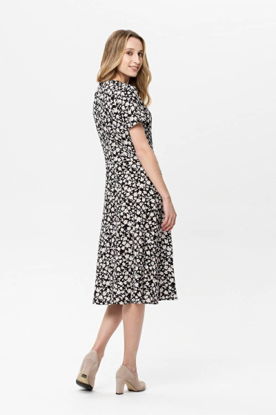 Платье из вискозы на каждый день с цветочным принтом BirizModa 21С0009 черный,бежевый - фото 2