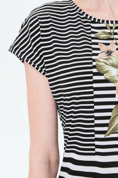 Платье из вискозы с оригинальным принтом и коротким рукавом BirizModa 21С0010 белый,голубой - фото 3