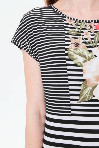 Платье из вискозы с оригинальным принтом и коротким рукавом BirizModa 21С0010 белый,коралловый - фото 3