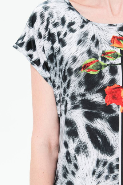 Платье из вискозы с оригинальным принтом и коротким рукавом BirizModa 21С0010 серый,оранжевый - фото 3