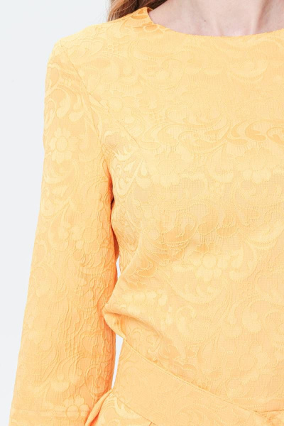 Платье из хлопка с жаккардовым рисунком и приталенным силуэтом BirizModa 21С0012 желтый - фото 3