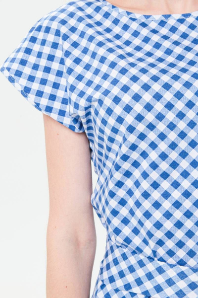 Платье из вискозы прямиое с чуть спущенным рукавом и поясом BirizModa 21С0013 голубой - фото 3