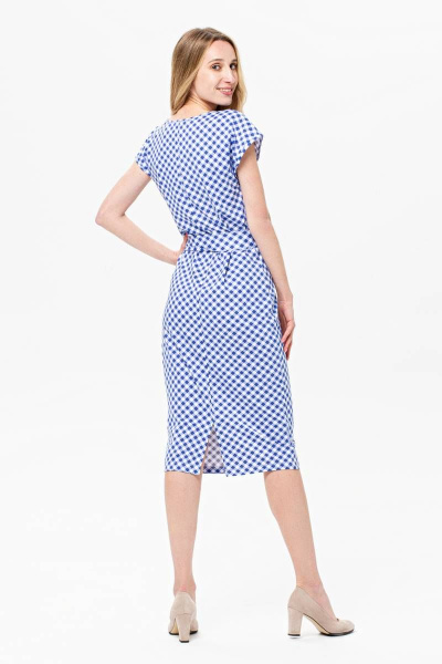 Платье из вискозы прямиое с чуть спущенным рукавом и поясом BirizModa 21С0013 голубой - фото 2