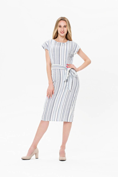 Платье из хлопка с прямым силуэтом и облегающим вырезом BirizModa 21С0014 голубой - фото 1