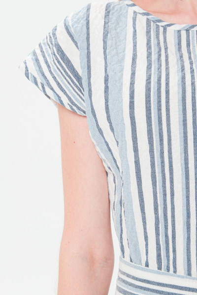 Платье из хлопка с прямым силуэтом и облегающим вырезом BirizModa 21С0014 голубой - фото 3