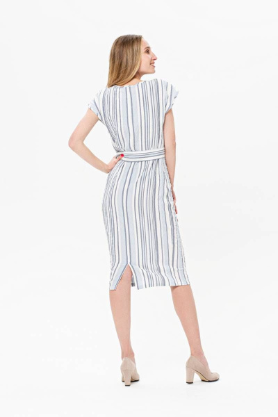 Платье из хлопка с прямым силуэтом и облегающим вырезом BirizModa 21С0014 голубой - фото 2