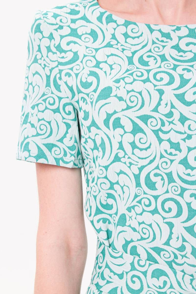 Платье из хлопка с нежным цветочным узором и поясом BirizModa 21С0016 бирюза - фото 3