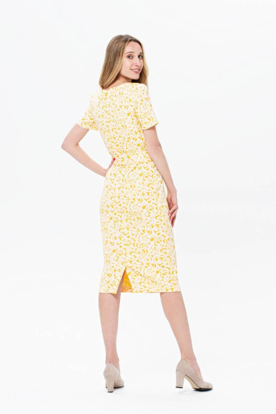 Платье из хлопка с романтичным дизайном и поясом BirizModa 21С0016 желтый - фото 2