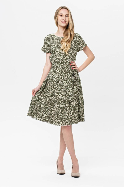 Платье летнее свободное из вискозы с поясом BirizModa 21С0017 зеленый - фото 1