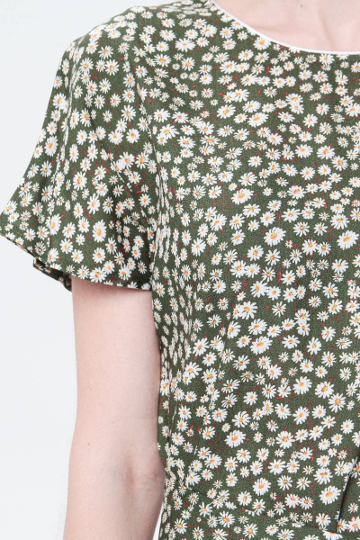 Платье летнее свободное из вискозы с поясом BirizModa 21С0017 зеленый - фото 3