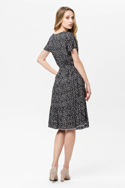 Платье летнее из вискозы с коротким рукавом и поясом BirizModa 21С0017 черный - фото 3