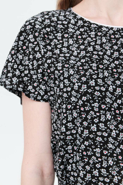 Платье летнее из вискозы с коротким рукавом и поясом BirizModa 21С0017 черный - фото 2